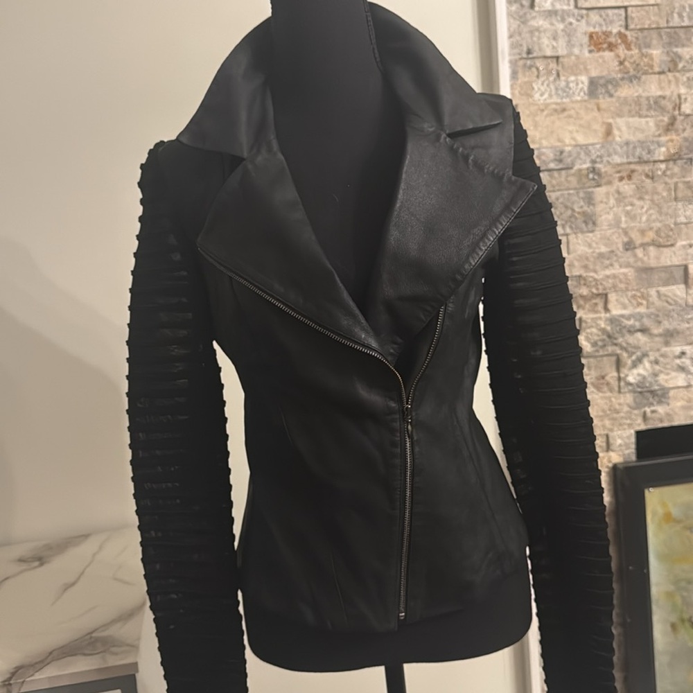 Black leather jacket XS
